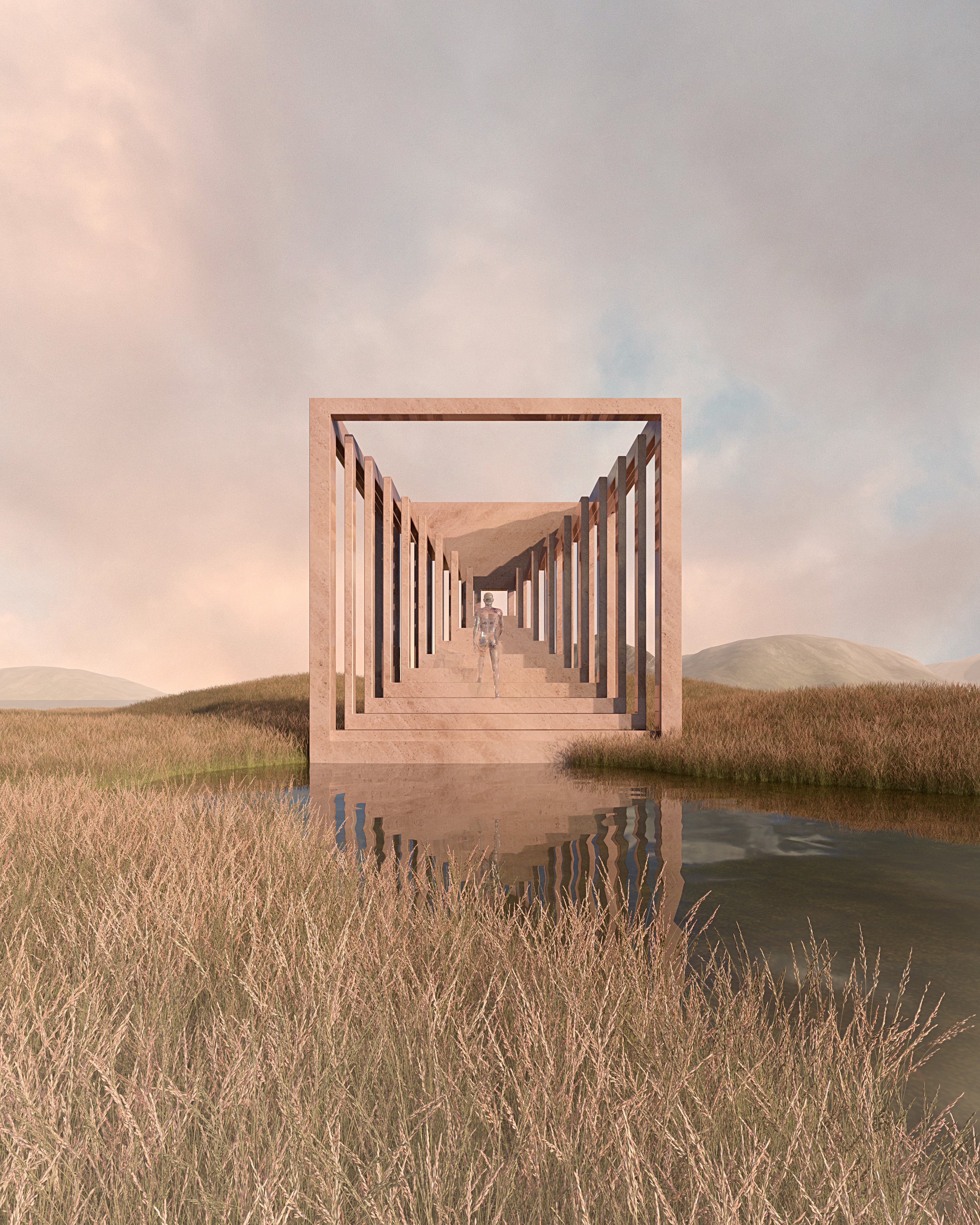 Pavilion concept inspired by kirigami and Solange’s Metatronia – sculptural folded form and ceremonial structure 
